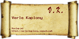 Verle Kaplony névjegykártya